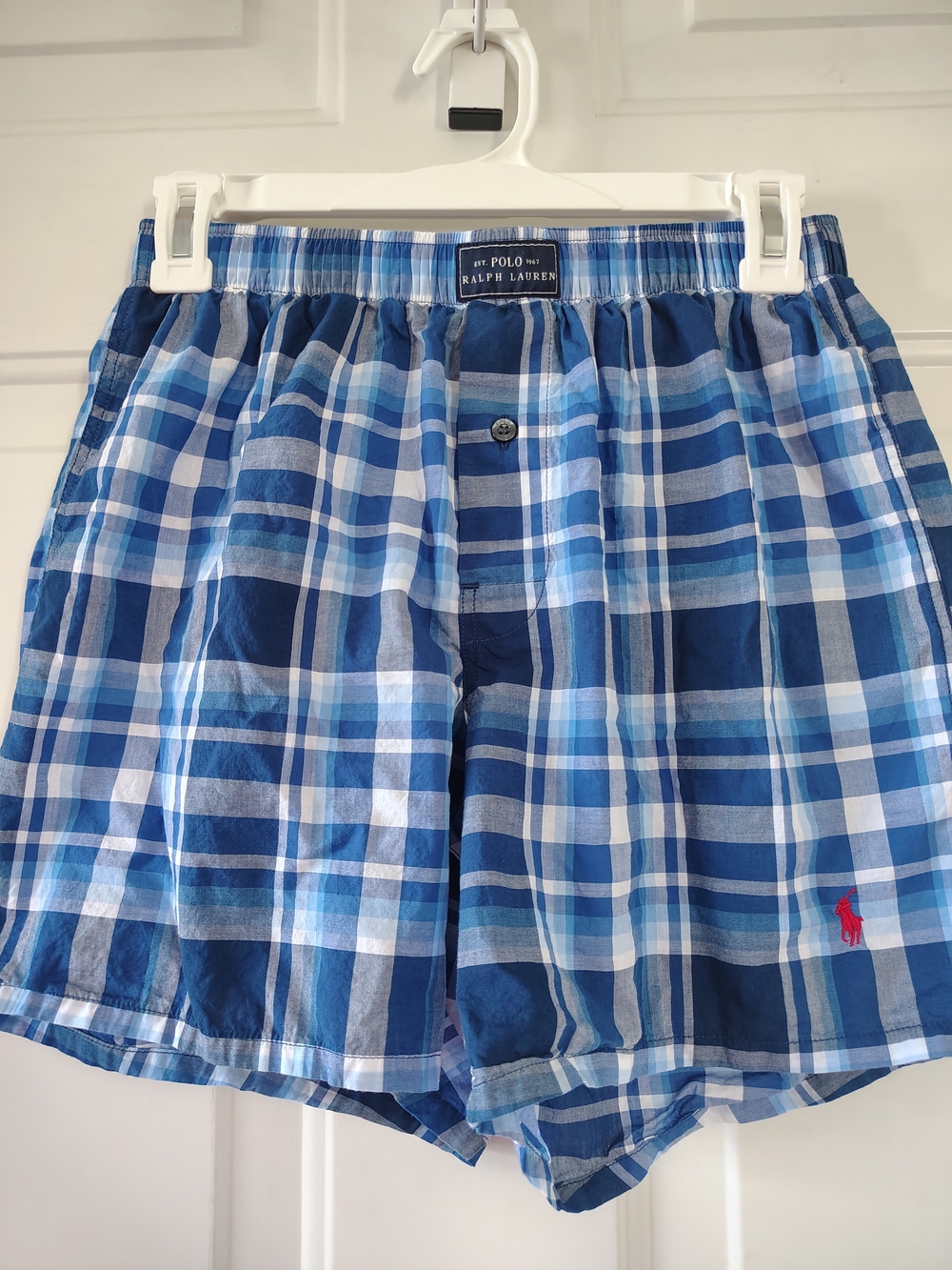 Polo Ralph Lauren Blue Plaid Cotton Boxer Shorts Men's Small